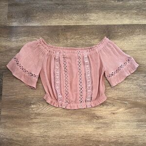 Love Tree Dusty Rose Off-Shoulder Blouse